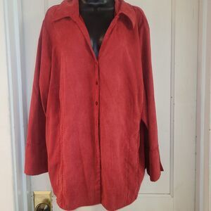 Worthington red moleskin button- up top 2x